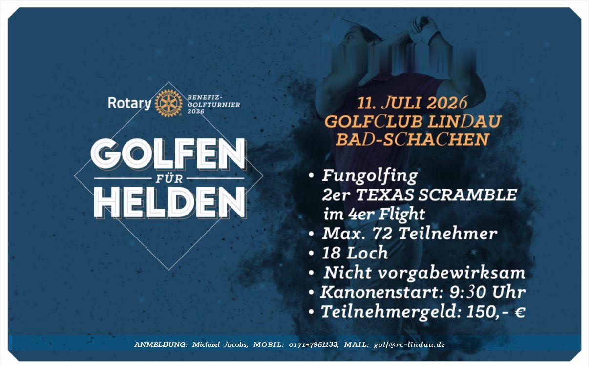Golfen für Helden – 11. Juli 2026, Golfclub Lindau-Bad Schachen